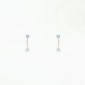 WWAKE Small Two-Step Opal Chain Earrings - Pair